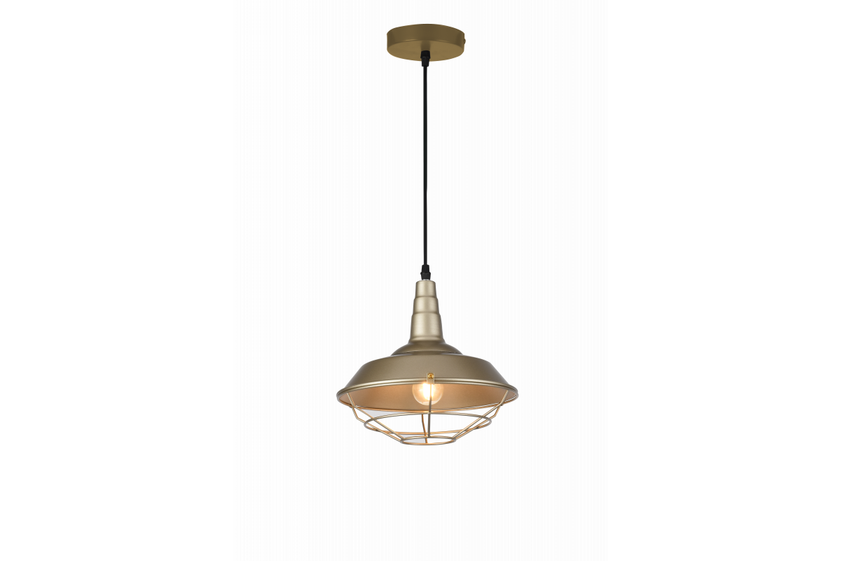 Decor Solen pendant lamp industrial shape with golden grid diameter 26,5 cm 2362