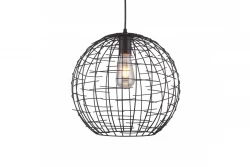 Decor Viela schwarz-goldene Draht-Pendelleuchte aus Metall, Kugelform, Durchmesser 35 cm 6996