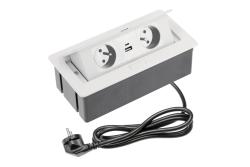 Indux SOFT Flush-Mount Socket White 2x Type E Grounded Outlets + USB-A &amp; USB-C 3600W