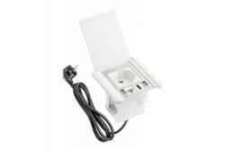 Indux Flip Flush mount outlet white 1x Type E grounded outlet + 2x USB-A 12W + HDMI + RJ45