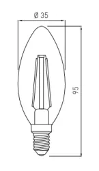 Decor Lumiere oval LED lamp E14 Filament candlelight 1800K Smoke glass 35mm