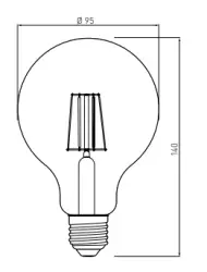 Decor Lumiere round LED lamp E27 Filament cold white 4000K Clear glass 95mm