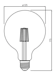 Decor Lumiere round LED lamp E27 Filament cold white 4000K Clear glass 125mm