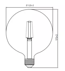 Decor Lumiere round LED lamp E27 Filament warm white 2700K Smoke glass 125mm