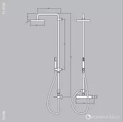Waterevolution Flow shower combination with rain shower, matte black T141PR
