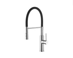Aquadesign eenhendel keukenmengkraan chroom/zwart met flexibele uitloop 1208958222