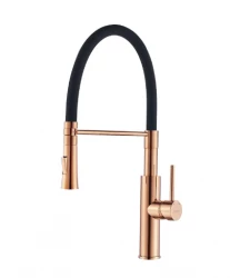 Aquadesign eenhendel keukenmengkraan goud/zwart met flexibele uitloop 1208958223