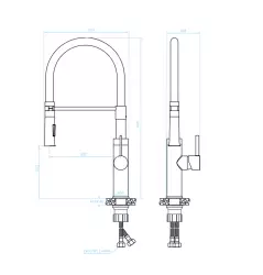 Aquadesign eenhendel keukenmengkraan goud/zwart met flexibele uitloop 1208958223