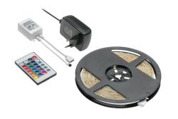 Kit with RGB strip 5 m 150LED and controller IR24 and power supply 25 W, IP20