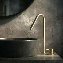 Waterevolution Flow 2-gats wastafelkraan licht goud met hoge V 120mm uitloop T1122VWGE