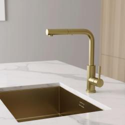 Pure.Sink Elite Steel Kuhinjska pipa Spark-S v barvi PVD brušeno zlato z izvlečnim izlivom PS8041-60