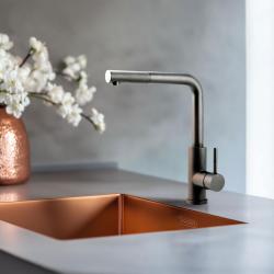 Pure.Sink Elite Steel Spark-S keukenkraan PVD Gun metal met uittrekbare uitloop PS8041-61