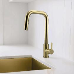 Pure.Sink Elite Steel Crystal-S kuhinjska pipa PVD brušeno zlato z izvlečno izlivno cevjo PS8050-60