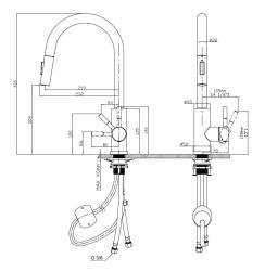Ausmann Elite Steel Stream-S keukenkraan PVD geborsteld goud met uittrekbare uitloop PS8045-60