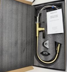 Pure.Sink Elite Steel Stream-S keukenkraan PVD geborsteld goud met uittrekbare uitloop PS8045-60