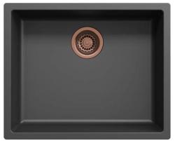 Black sink, 50x40 cm, undermount and top-mount, with copper drain plug 1208968036