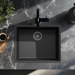 Black sink, 50x40 cm, undermount and top-mount, with gunmetal plug 1208968038
