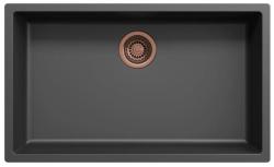 Large black sink, 70 x 40 cm, top-mount and undermount, with brass stopper 1208968039