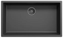Large black sink, 70x40 cm, undermount/top-mount, with " gun metal " plug, 1208968041