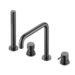 Waterevolution Flow 4-luknjasta kopalniška pipa za montažo na baderand v celoti PVD Gun Metal H T138HGME.