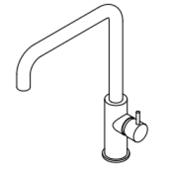 Waterevolution Flow kuhinjska armatura z L-izlivom iz medenine T158HLE