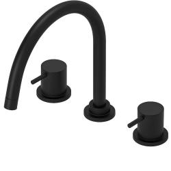 Wasserevolution Flow 3-Loch Küchenarmatur mit schwenkbarem Auslauf und Anschluss für gefiltertes Wasser schwarz T152UPR