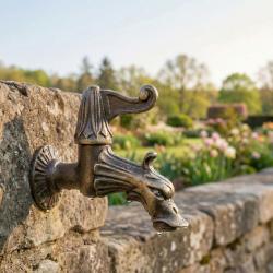 Robinet Mural Vintage de Jardin PB, Robinet d'Eau Froide en Bronze avec Raccord de Tuyau de Jardin et Levier 1208969785