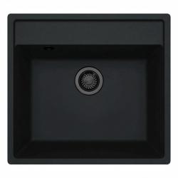 GraniteMy Bremen Granieten Spoelbak 53x50 cm Zwart – Opbouw, Onderbouw en Vlakinbouw met Kraangatbank en Gun metal Plug 1208969971