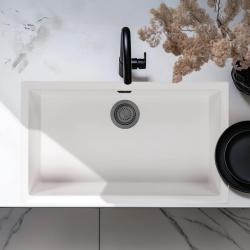White Large Sink 70x40 cm Under-Counter, Over-Counter with Gun Metal Plug 1208970520