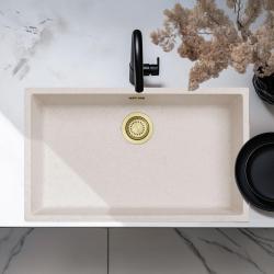 Sand White Large Sink 70x40 cm Under-Counter, Over-Counter with Gold Plug 1208970527