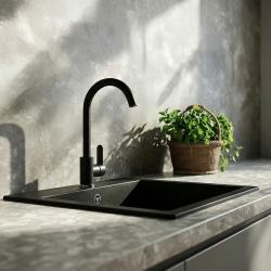 Graniteland Veritas Kitchen Mixer Tap Black with Swivel Spout 1208970676