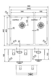 Pure.Sink Exclusivo Gun Metal spoelbak 34x40 /18x40 cm  10mm radius onderbouw, vlakbouw en opbouw PEX341840-61