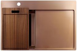 Pure.Sink Exclusivo  Koperen kleine spoelbak met afdruipgedeelte 78x52 cm Tapwing links PEX3478LT-62