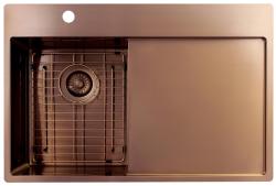 Pure.Sink Exclusivo  Koperen kleine spoelbak met afdruipgedeelte 78x52 cm Tapwing links PEX3478LT-62