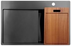 Pure.Sink Exclusivo Gun Metal kleine spoelbak met afdruipgedeelte 78x52 cm Tapwing rechts PEX3478RT-61
