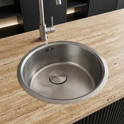 Pure.Sink Rondo RVS Ronde Spoelbak Vlakinbouw, Onderbouw en Opbouw 37 cm PRN38-02