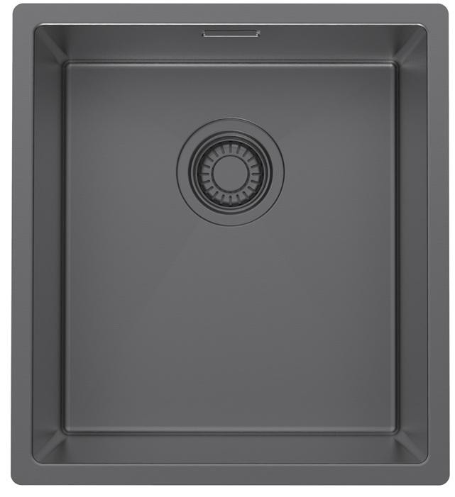 Pure.Sink Luxion Gun metal spoelbak 36x40 cm onderbouw, vlakinbouw en opbouw PLX3640-61
