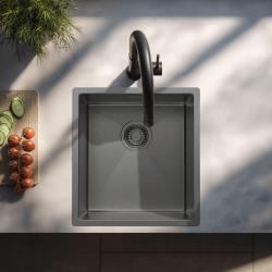 Pure.Sink Luxion Gunmetal sink, 36x40 cm, undermount, flush-mount, and top-mount, PLX3640-61