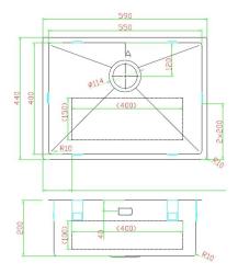 Pure.Sink Luxion Bronzen spoelbak 55x40 cm onderbouw, vlakinbouw en opbouw PLX5540-64