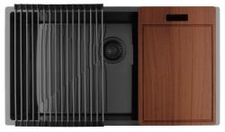 Pure.Sink Luxion Grote Gun metal spoelbak 74x40 cm onderbouw, vlakinbouw en opbouw PLX7440-61