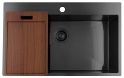 Pure.Sink Luxion Grote Gun metal spoelbak 78x50 cm Tapwing met kraangatbank PLX7850T-61