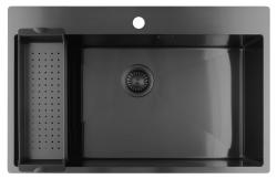 Pure.Sink Luxion Grote Gun metal spoelbak 78x50 cm Tapwing met kraangatbank PLX7850T-61