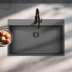 Pure.Sink Luxion Large Gun metal sink 78x50 cm Tapwing with tap hole PLX7850T-61