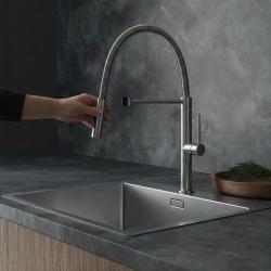 Pure.Sink Luxion Solid stainless steel professional kitchen faucet with flexible spout and 2 spray modes PLXFLEX-02