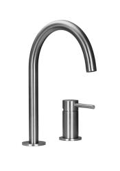 Pure.Sink Luxion 2-gats massief RVS keukenkraan met ronde uitloop PLX2HR-02