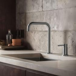 Pure.Sink Luxion 2-hole solid stainless steel kitchen faucet with U spout PLX2HU-02