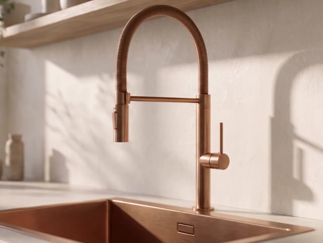 Pure.Sink Luxion Koperen keukenkraan profi met flexibele uitloop en 2 straalsoorten PLXFLEX-62