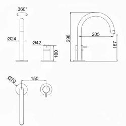 Pure.Sink Luxion 2-gats Mat Zwarte keukenkraan met ronde uitloop PLX2HR-10