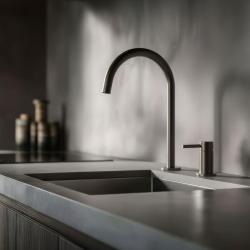 Pure.Sink Luxion 2-hole Gun Metal Kitchen Faucet with Round Spout PLX2HR-61