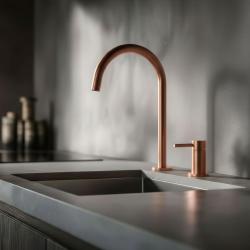 Pure.Sink Luxion 2-hole brass kitchen faucet with round spout PLX2HR-62